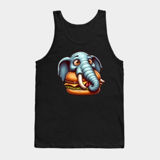 Elephant Eating Hamburger Fast Food Funny Tank Top